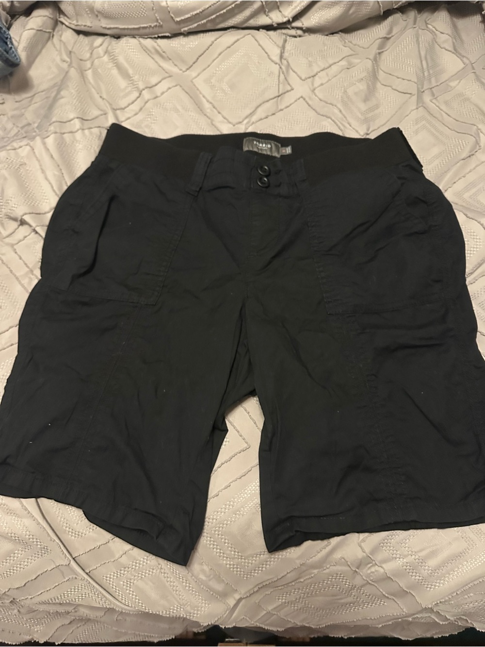 torrid Black Athletic Cargo Stretch-Waist Shorts